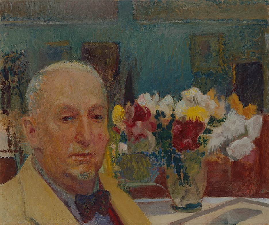 Cuno Amiet Autoportrait Avec Un Bouquet De Fleurs Dans Un Vase