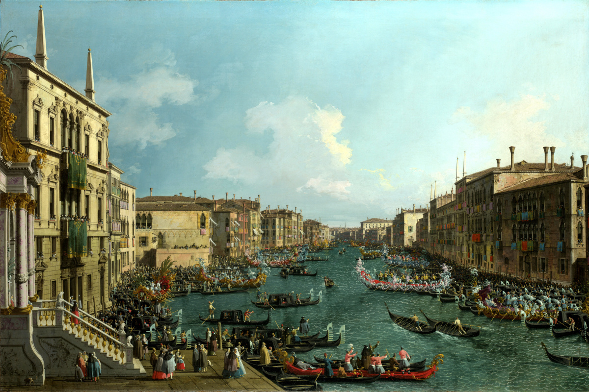Giovanni Antonio Canal (Canaletto). Regatta on the Grand Canal