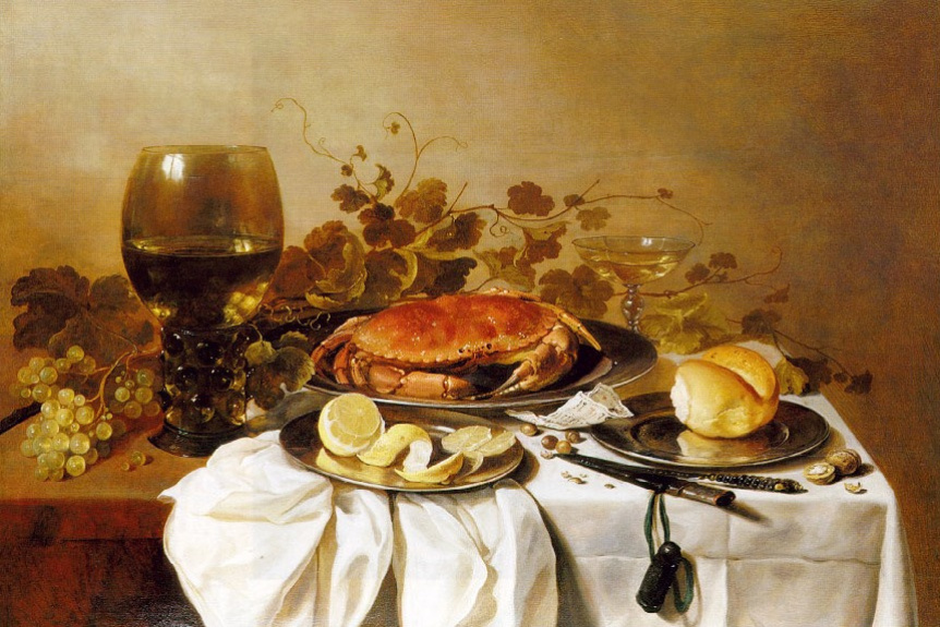 Pieter Claesz. Still life with lemon and crab