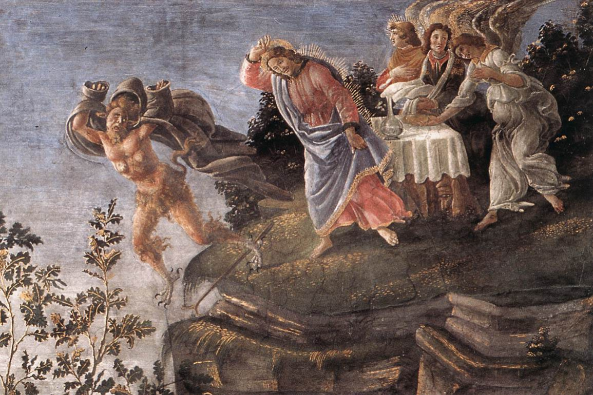 Sandro Botticelli. Las tres tentaciones de jesús (fragmento)