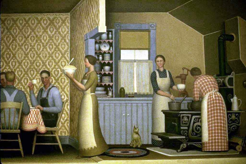 Grant Wood. Dinner for Molotilov. Fragment of the right part