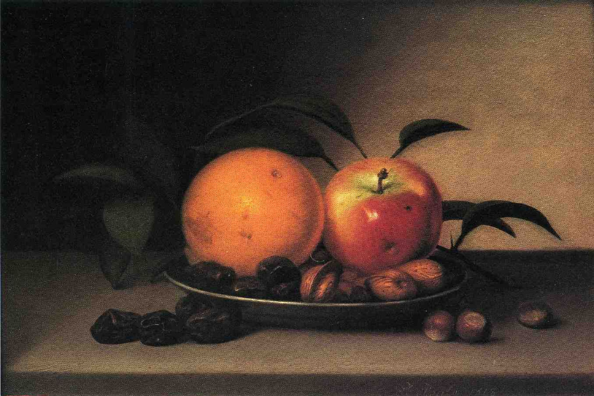 Raphaelle Peale. Fruits and nuts in plate