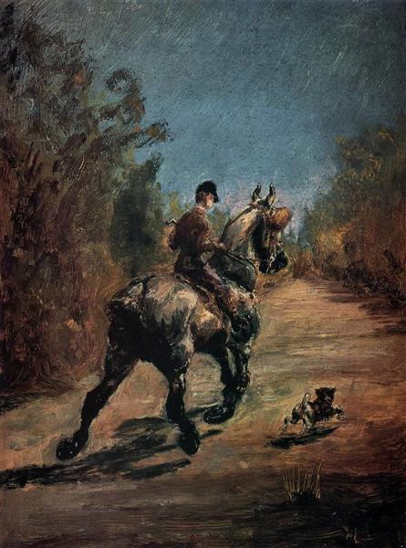 Henri Toulouse-Lautrec — Horse and Rider with a Little Dog, 1879