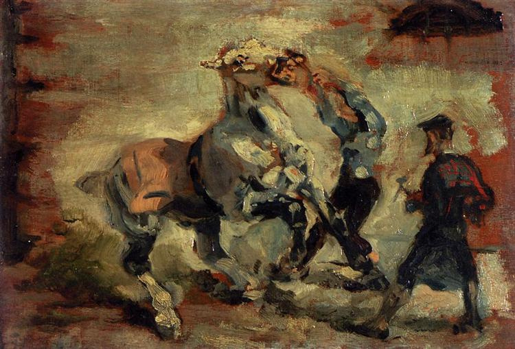 Henri Toulouse-Lautrec — Horse Fighting His Groom, 1881