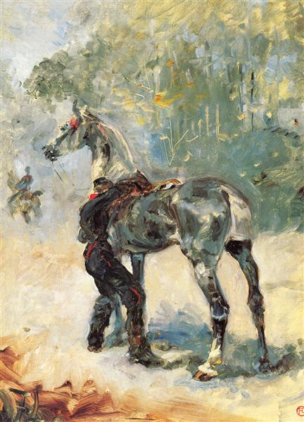 Henri Toulouse-Lautrec — Artilleryman Saddling His Horse, 1879 

 