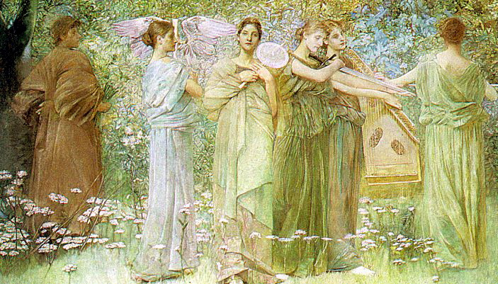 Thomas Wilmer Dewing. Nymphs