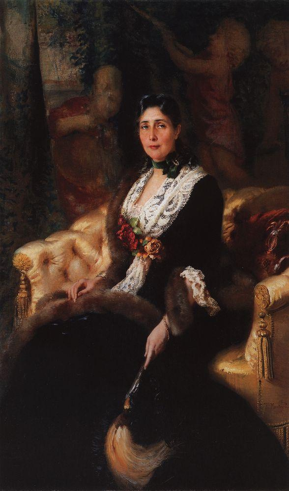 Konstantin Makovsky. Portrait of an unknown woman in a black dress