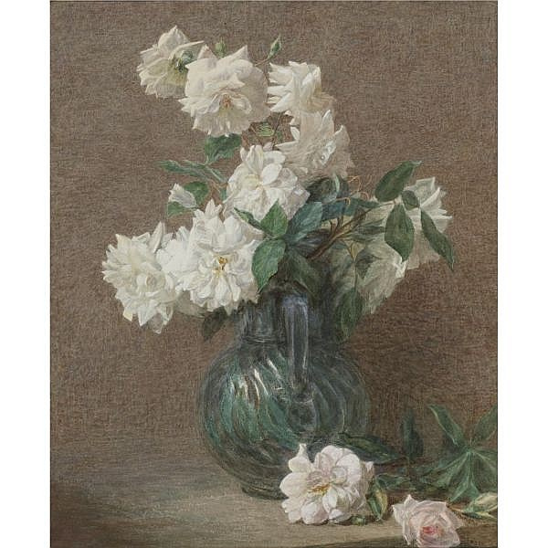 White roses in a jug