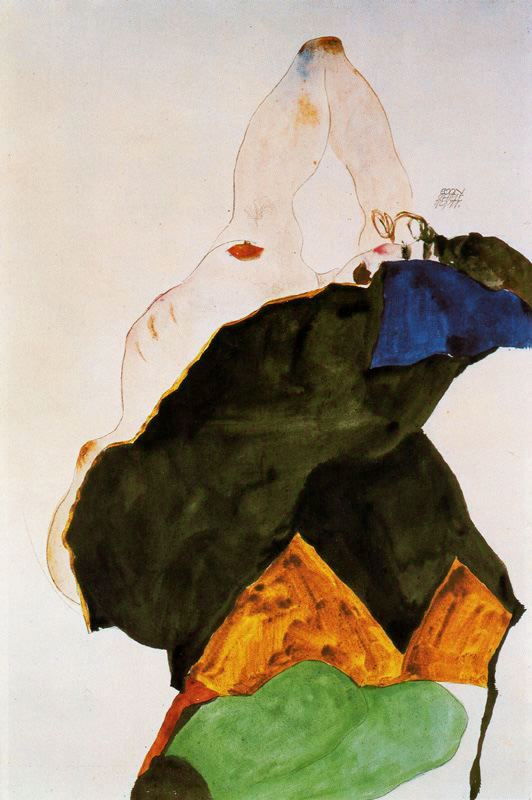 Egon Schiele. The girl with a raised elbow