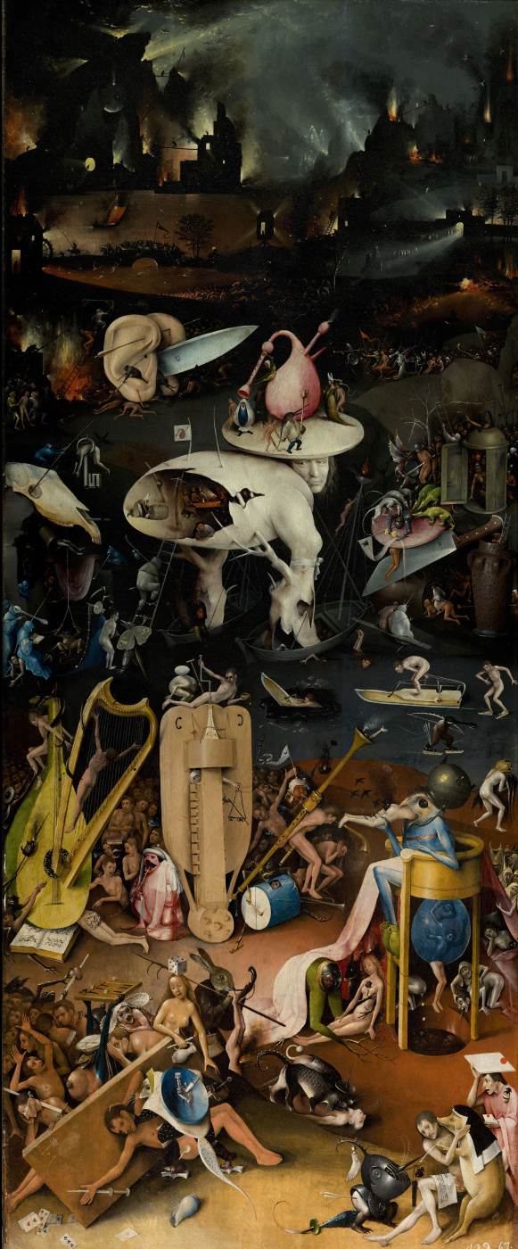 Hieronymus Bosch. Jardin des plaisirs terrestres. Enfer musical. Bon battant.