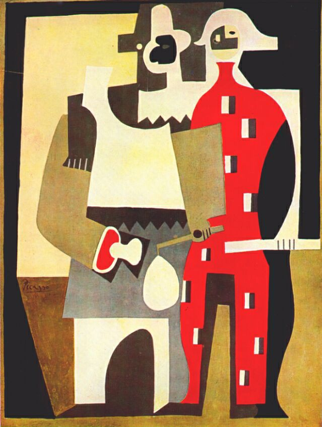 Pablo Picasso. Pierrot and red harlequin