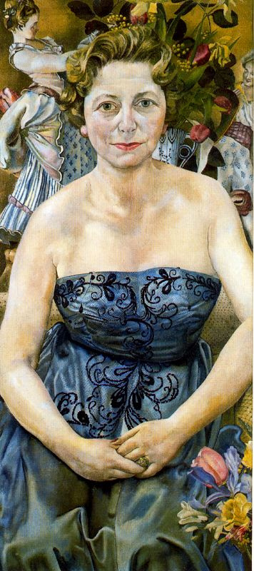Stanley Spencer. Woman in blue dress