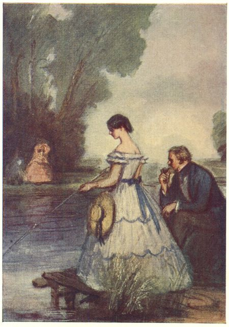 Konstantin Ivanovich Rudakov. Lisa y Lavretsky en el estanque. Ilustración para la novela "Noble Nest" de Turgenev