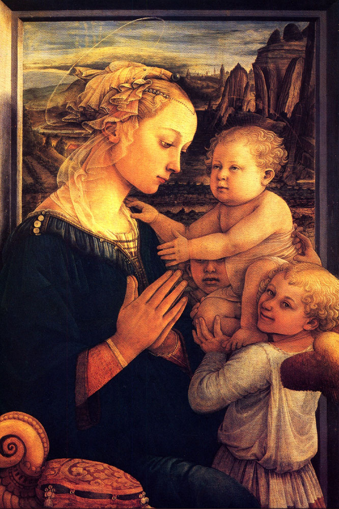 Filippino Lippi. Virgin Mary with Jesus and two angels