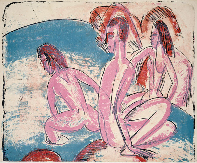 Ernst Ludwig Kirchner. Three bathers on the rocks