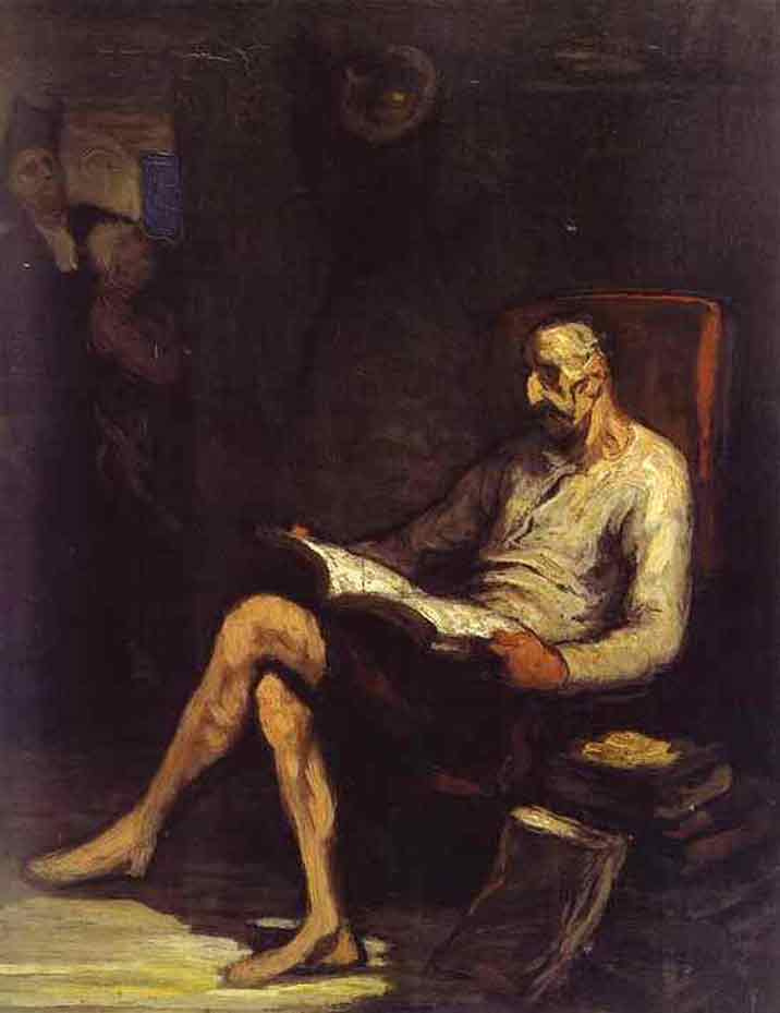 Honore Daumier. Con Quixote reading chivalric novel