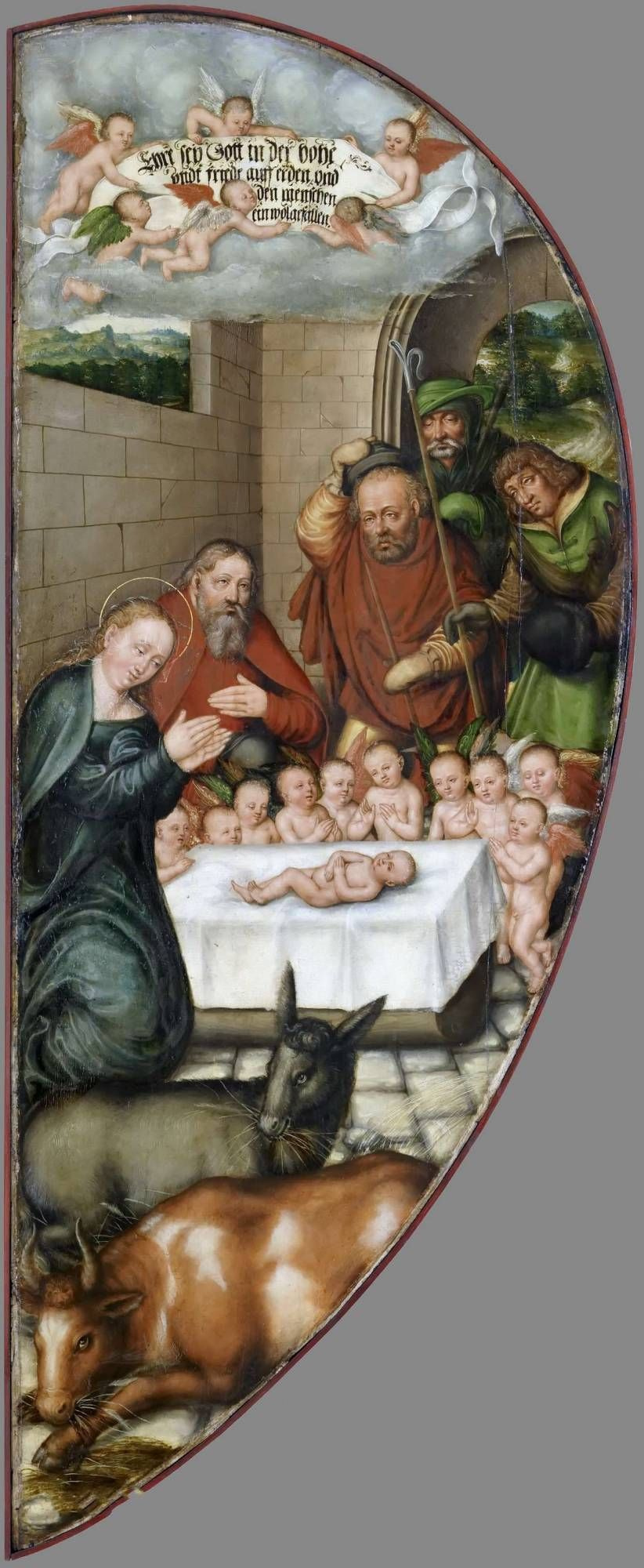 Lucas the Younger Cranach. Altare Colditser. Patta interna sinistra: Natale