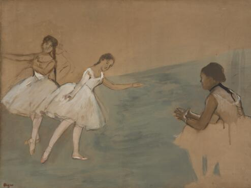 Edgar Degas. Three dancers (Lesson)