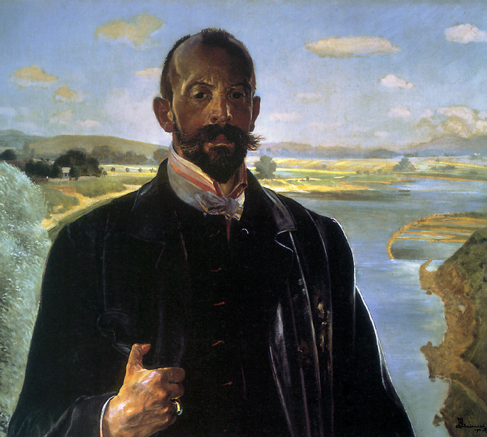 Jacek Malchevsky. Self portrait on the background of the Vistula