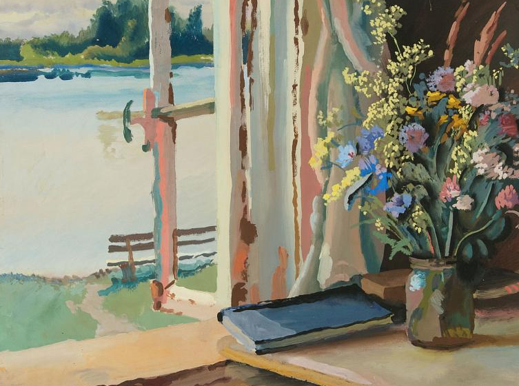 Vladimir Mikhailovich Konashevich. Bouquet at the window