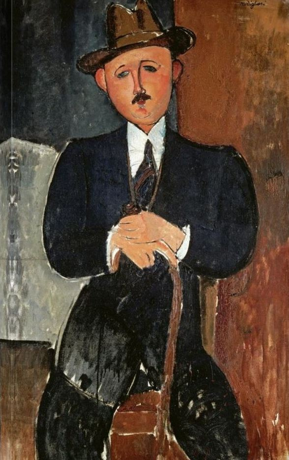 Amedeo Modigliani. Seated man with a cane