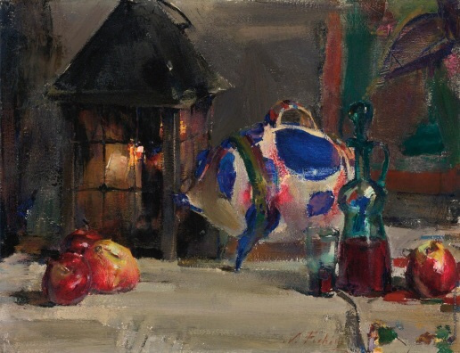 Nicolai Fechin. Still life with Mexican porcelain pig.