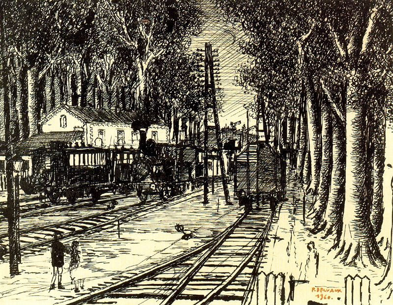 Paul Delvaux. Rails