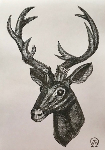 Larissa Lukaneva. The deer's head. Sketch.