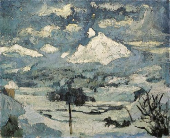 Giovanni Giacometti. Winter landscape in the moonlight