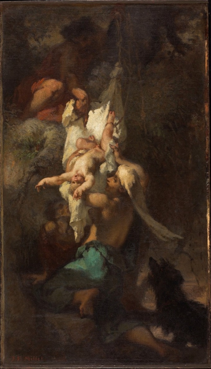 Jean-François Millet. Baby Oedipus removed from the tree