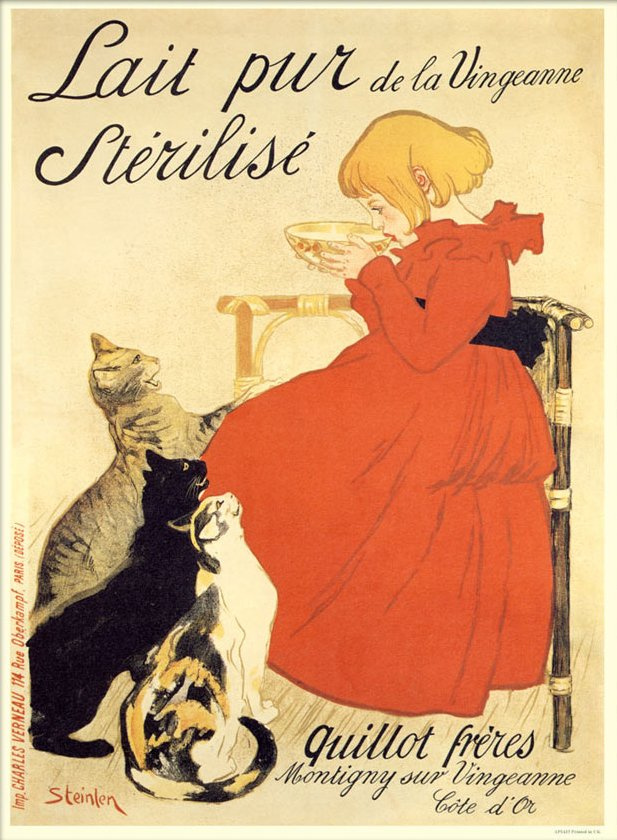 Theophile-Alexander Stainlin. Cartel promocional "¡Leche pura esterilizada de las orillas de Venzhanna!"