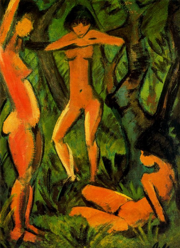 Otto Müller. Three nudes in the forest