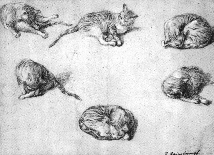 Thomas Gainsborough. Sketch six cats