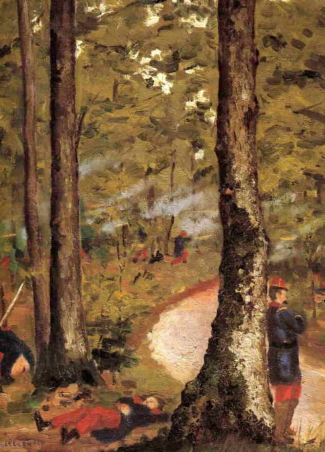 Gustave Caillebotte. Hierro., soldiers in the woods