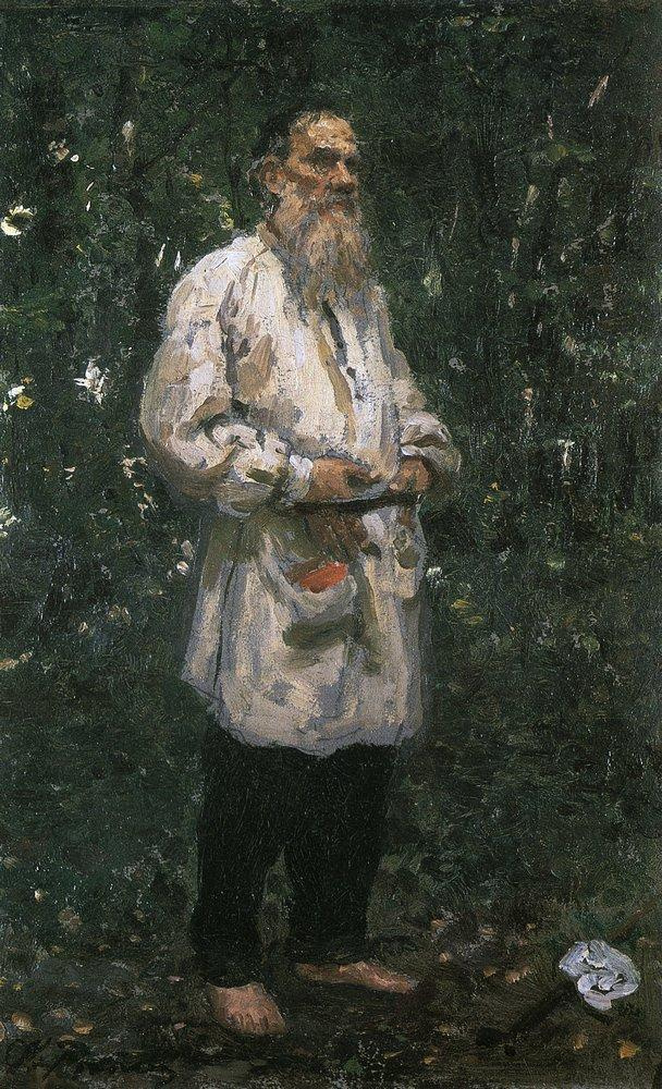 Ilya Efimovich Repin. L. N. Tolstoy barefoot. Sketch of the eponymous portrait
