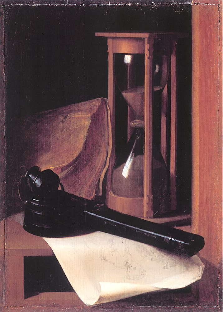 Gerrit (Gerard) Dow. Still life with hourglass, a pencil case and seal