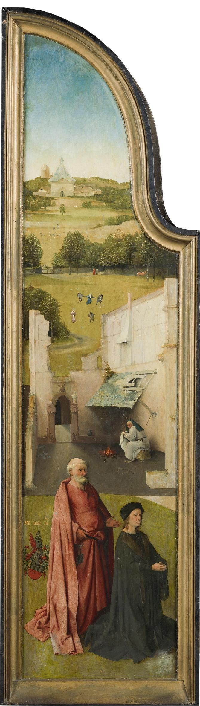 Hieronymus Bosch. St Peter with the donor. Triptych the adoration of the Magi. Left wing