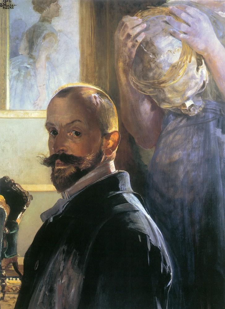 Jacek Malchevsky. Self portrait with skull