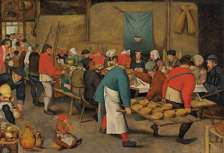 Peter Brueghel the Younger. The wedding feast in a barn