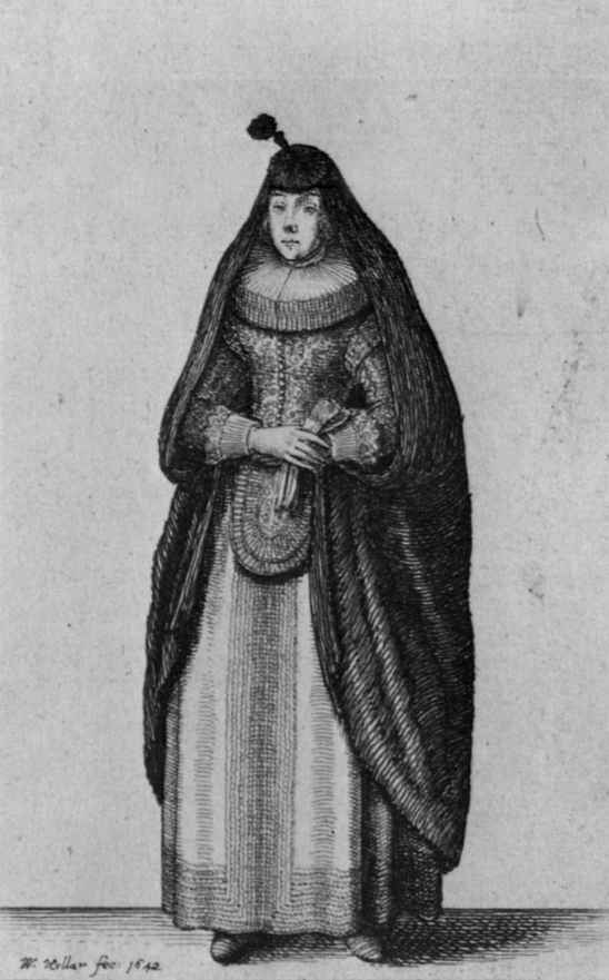 Wenzel Hollar. Wealthy Cologne lady in the Cape from the elements with round escutcheon