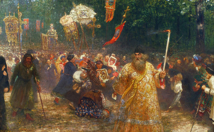 Ilya Efimovich Repin. Procession in the oak forest. Apparent Icon