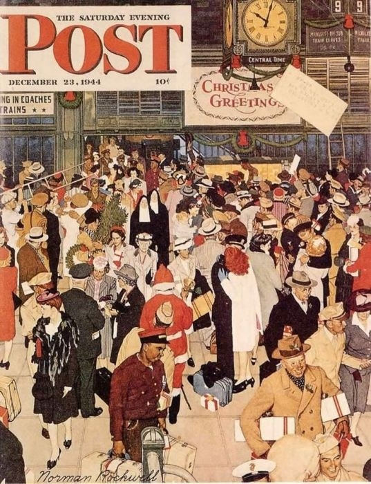 Норман Роквелл. Союзная станция. Обложка журнала "The Saturday Evening Post" (23 декабря 1944 года)