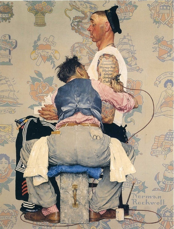 Norman Rockwell. Tattoo artist. Cover for the magazine "The Saturday Evening Post" (March 4, 1944)