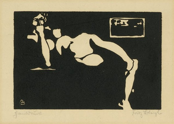 Fritz Bleuil. Reclining Nude