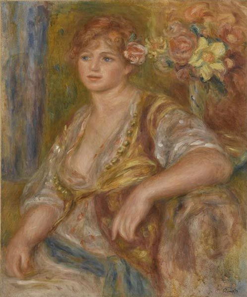 Pierre Auguste Renoir. Blond Girl with Rose