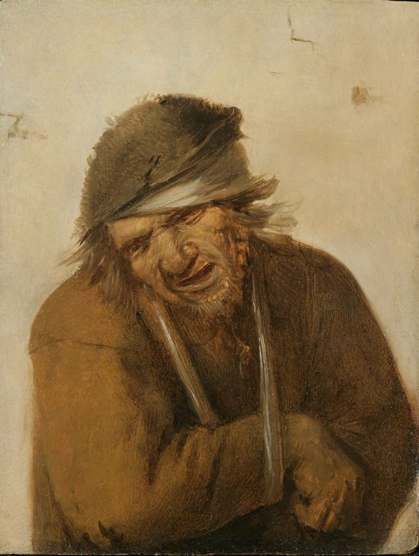 Jos van Krasbek. A smiling farmer with a bandaged hand