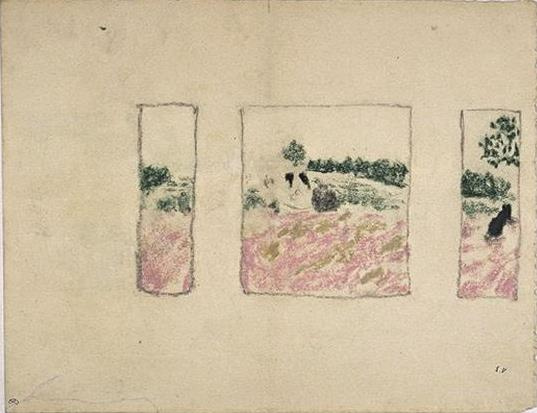 Jean Edouard Vuillard. Sketch the three panels