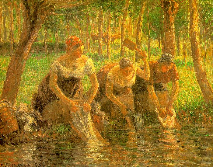 Camille Pissarro. The washerwomen, Eragny-sur-Epte