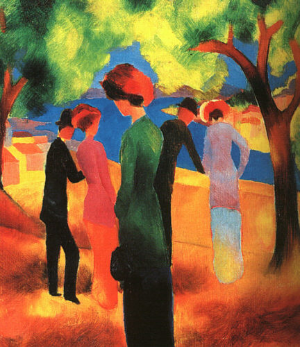 August Macke. The woman in the green jacket
