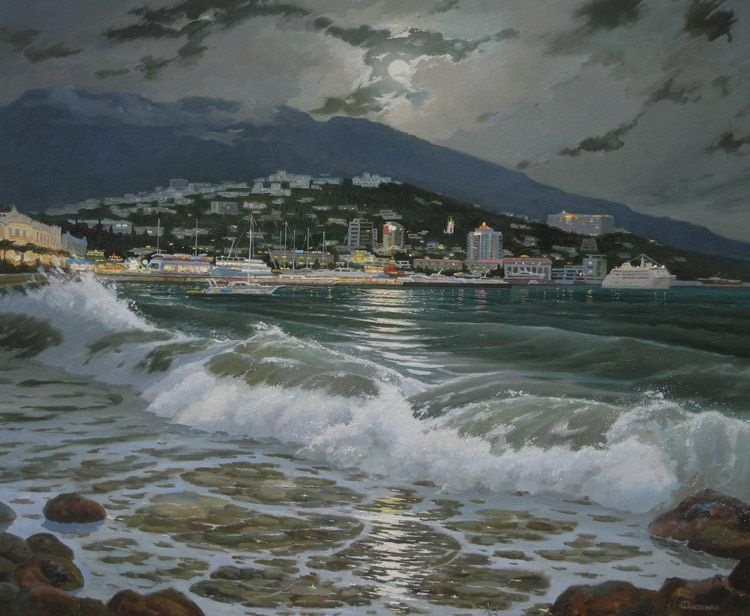 Fastenko Yurievich Mikhail. Salida de la luna sobre Yalta